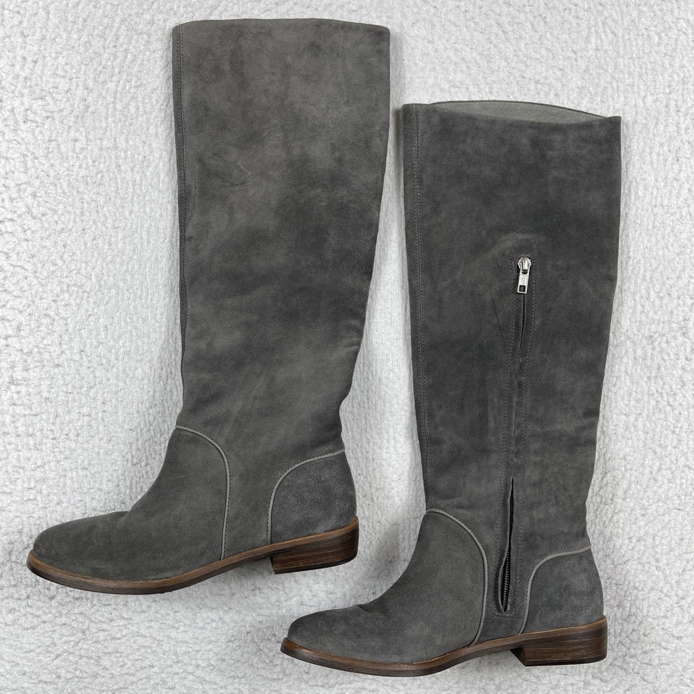 UGG Tall Boots Womens 6 Grey Suede Side Zip Knee High Casual Workwear 1020257